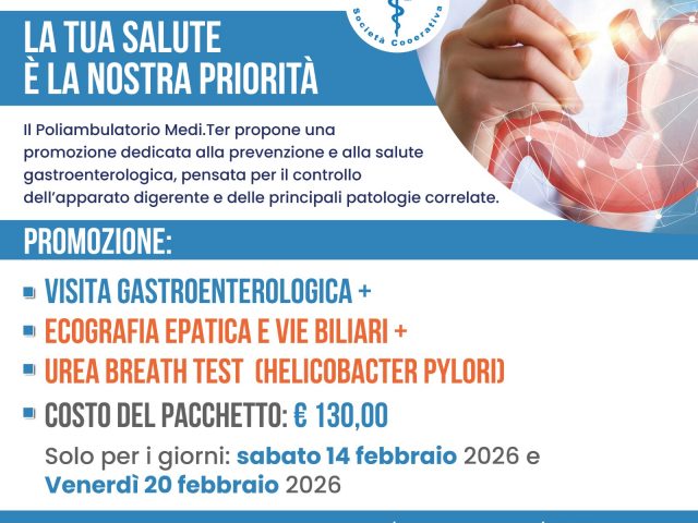 Promozione VISITA GASTROENTEROLOGICA + ECOGRAFIA EPATICA E VIE BILIARI + UREA BREATH TEST