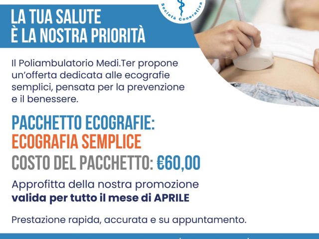 PACCHETTO ECOGRAFIE PER IL MESE DI APRILE