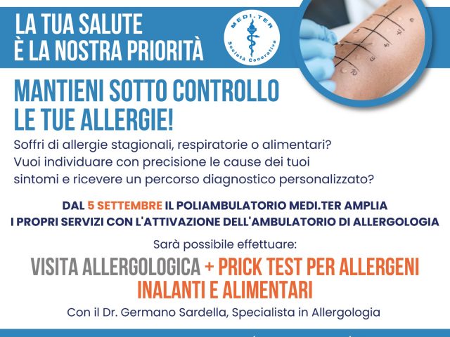 VISITA ALLERGOLOGICA + PRICK TEST PER ALLERGENI INALANTI E ALIMENTARI